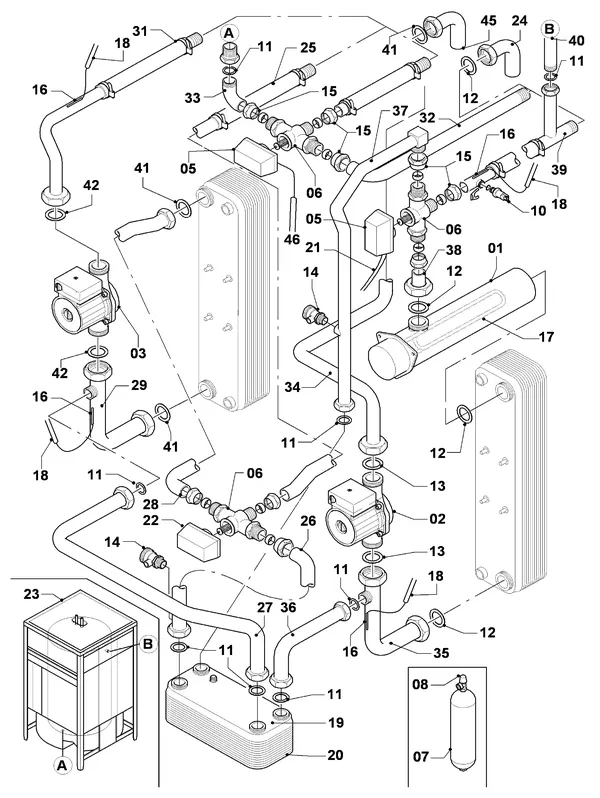 Exploded view AWB MagnaGeo 06 BPT HPS 63-2: Hydraulische delen