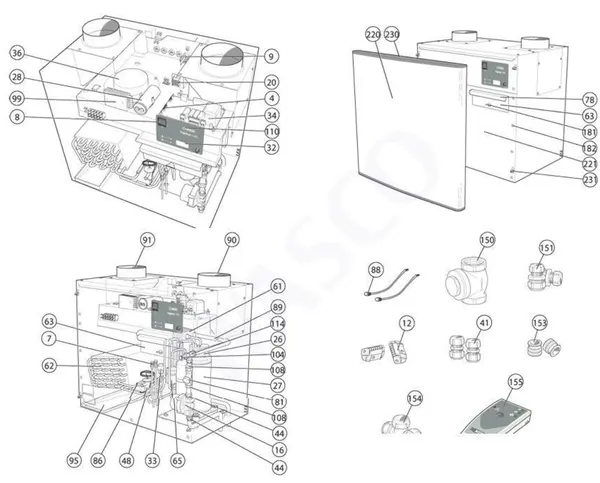 Exploded view Nibe Fighter 120: Totaaloverzicht
