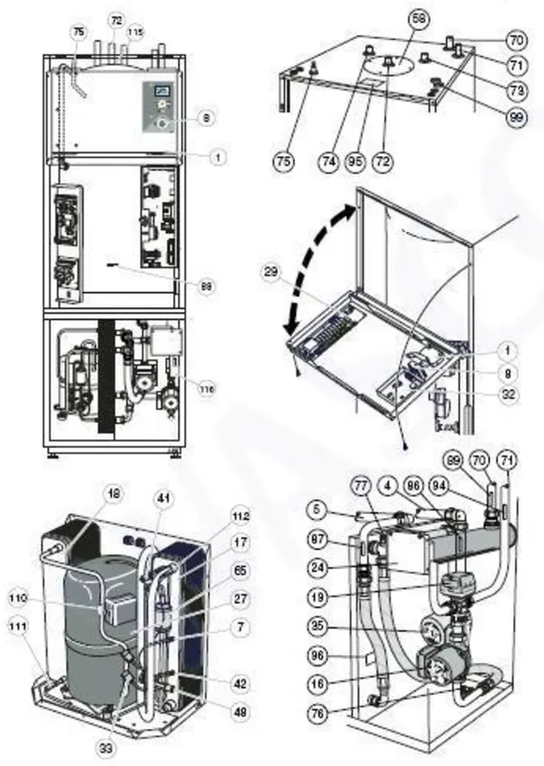 Exploded view Nibe Fighter 1220: Totaaloverzicht