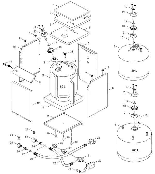 Exploded view Bosch EBU 80-1: Totaaloverzicht