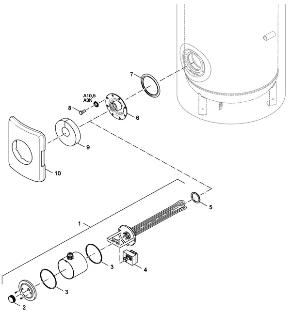 Exploded view Buderus (Bosch) SF300/5: Elektro weerstand