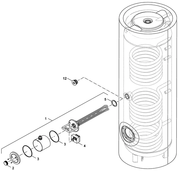 Exploded view Buderus (Bosch) SM290 5EW: Elektro weerstand