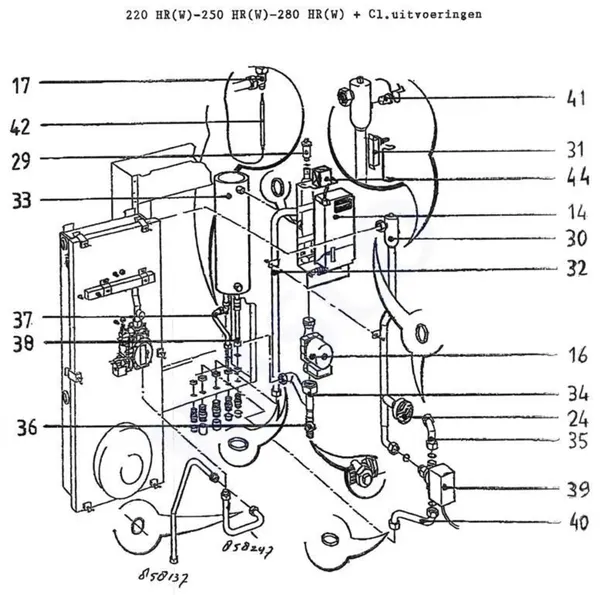 Exploded view Intergas Comfortline 280 HR: Leiding automaat boiler pomp