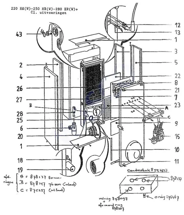 Exploded view Intergas Comfortline 280 HR-CL: Brander gasblok ventilator