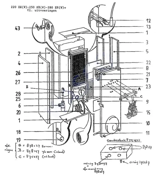 Exploded view Intergas Comfortline 280 HRW-CL: Brander gasblok ventilator
