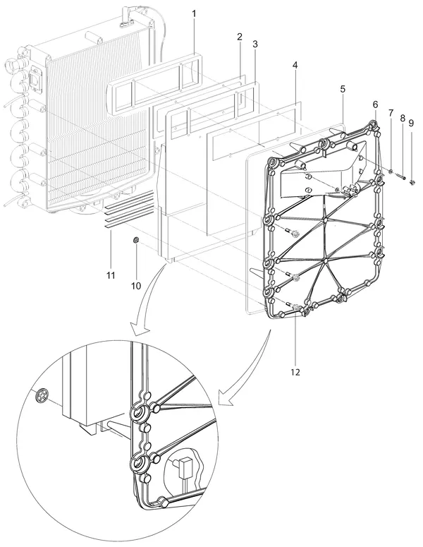 Exploded view Intergas Kombi Kompakt HRE 24/18: Brander vanaf medio 2013