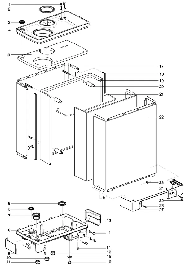Exploded view Intergas Kombi Kompakt HRE 24/18: Mantel