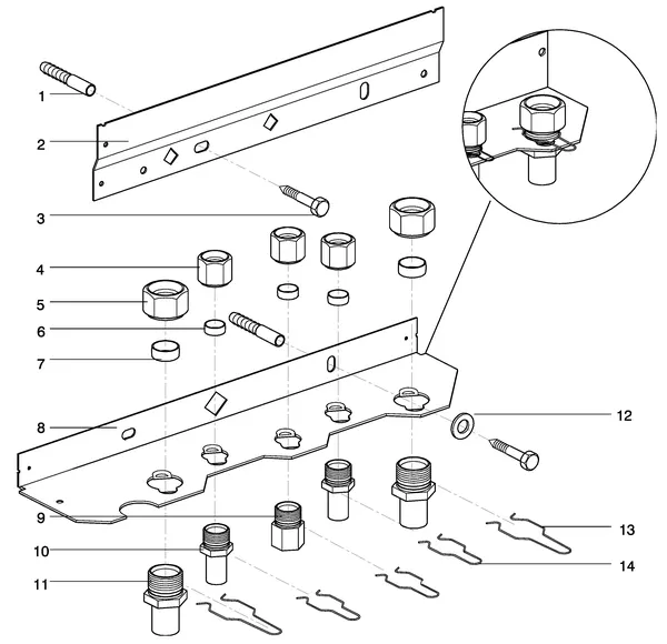 Exploded view Intergas Kombi Kompakt HRE 28/24A: Montagebeugel
