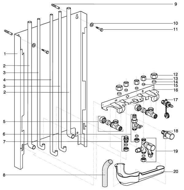 Exploded view Intergas Kombi Kompakt HRE 36/30: Bovenaansluitset
