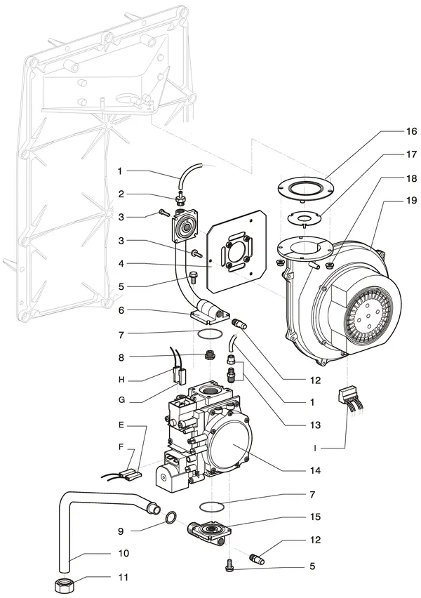 Exploded view Intergas Kompakt Solo HR 28: Gasstraat 1 9 tot 31 december 2005