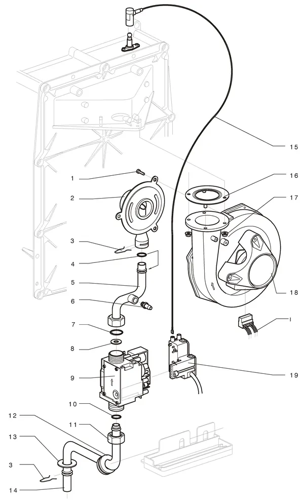 Exploded view Intergas Kompakt Solo HR 12: Gasstraat 1 1 vanaf 1 januari 2006
