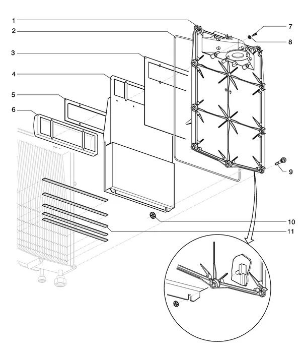 Exploded view Intergas Prestige CW6: Branderunit voorplaat met borstbout vana