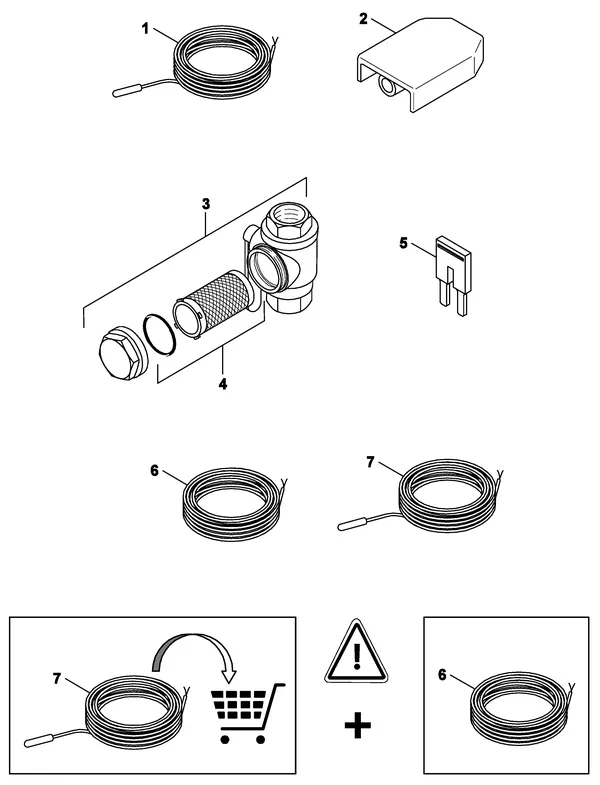 Exploded view Nefit (Bosch) Monoblock IDU 5-9 B: Aansluitdelen
