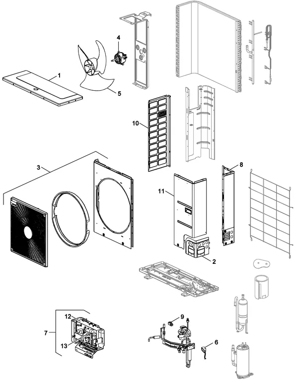 Exploded view Nefit (Bosch) ODU Split 8: Totaaloverzicht