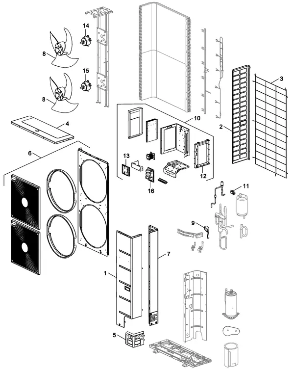 Vue éclatée Nefit (Bosch) ODU Split 13s : Vue d'ensemble