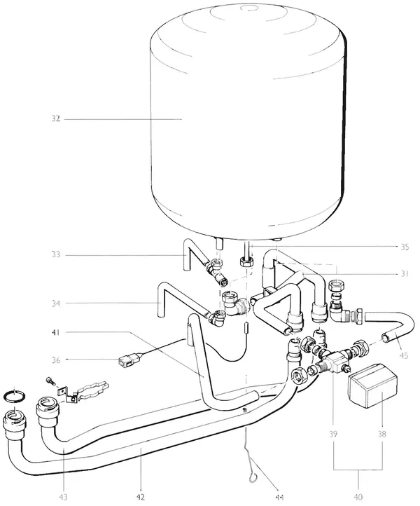 Exploded view Nefit (Bosch) Ecomfit H: Boiler en leidingen