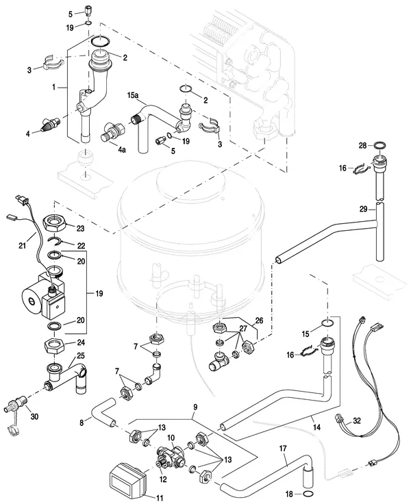 Exploded view Nefit (Bosch) EcomLine Classic HRC 22V: Pomp leidingen
