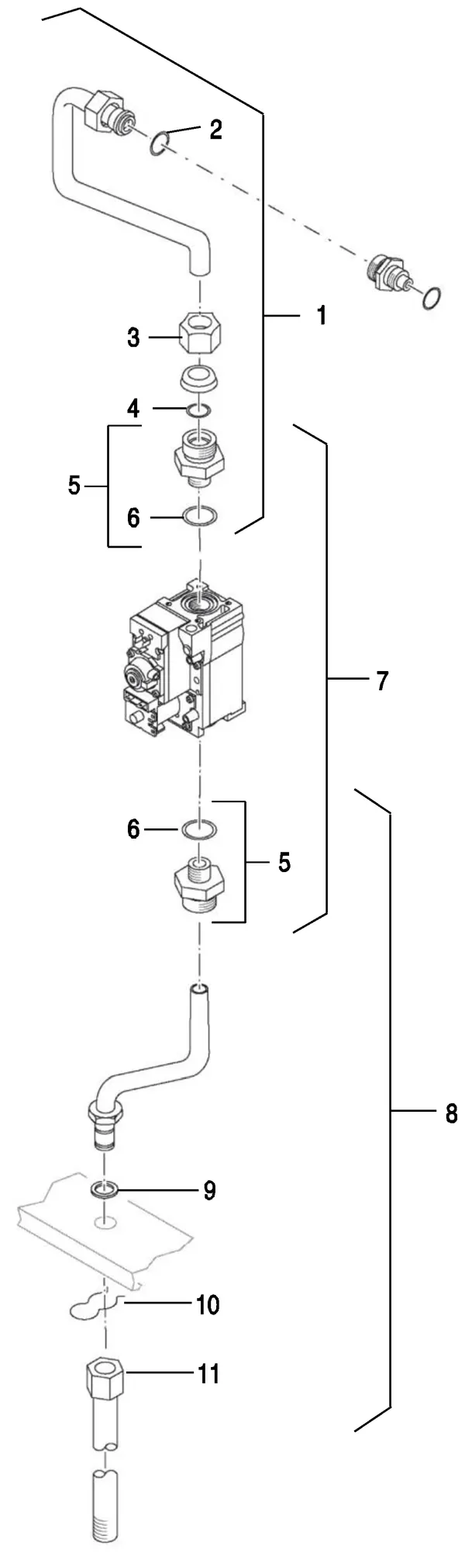 Exploded view Nefit (Bosch) EcomLine Classic HRC 30V: Gasblok
