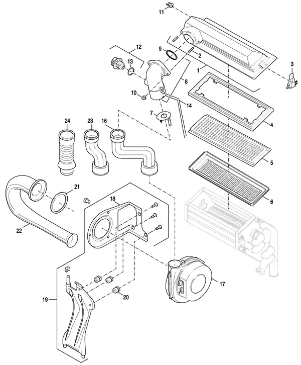 Exploded view Nefit (Bosch) EcomLine Classic HR 30: Gas ventilator