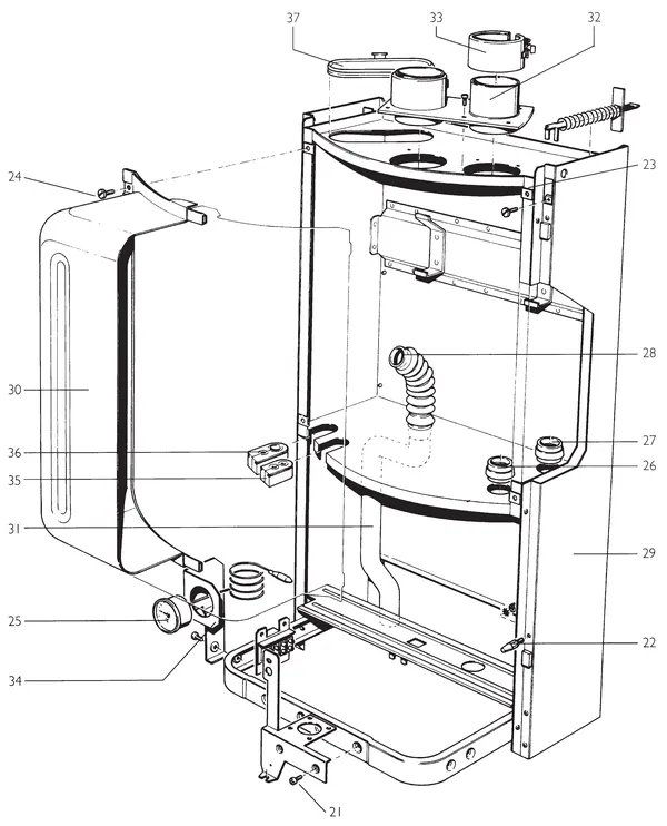 Exploded view Nefit (Bosch) EcomLine Economy HRC 23/28V: Frame