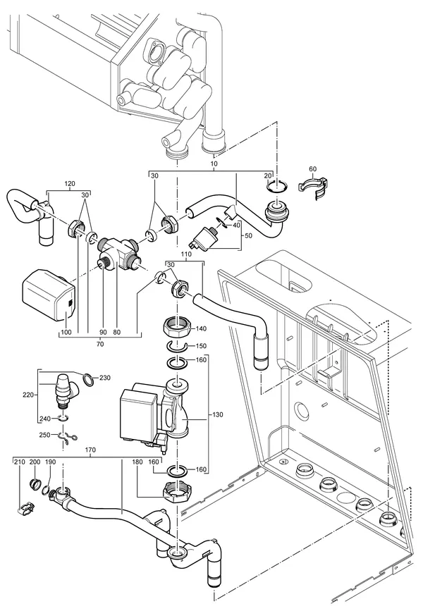 Exploded view Nefit (Bosch) EcomLine Elite HRC 24 CW4: Pomp leidingen