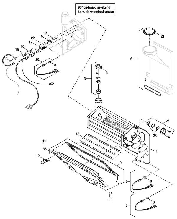 Exploded view Nefit (Bosch) EcomLine Excellent HRC 22V: Warmtewisselaar