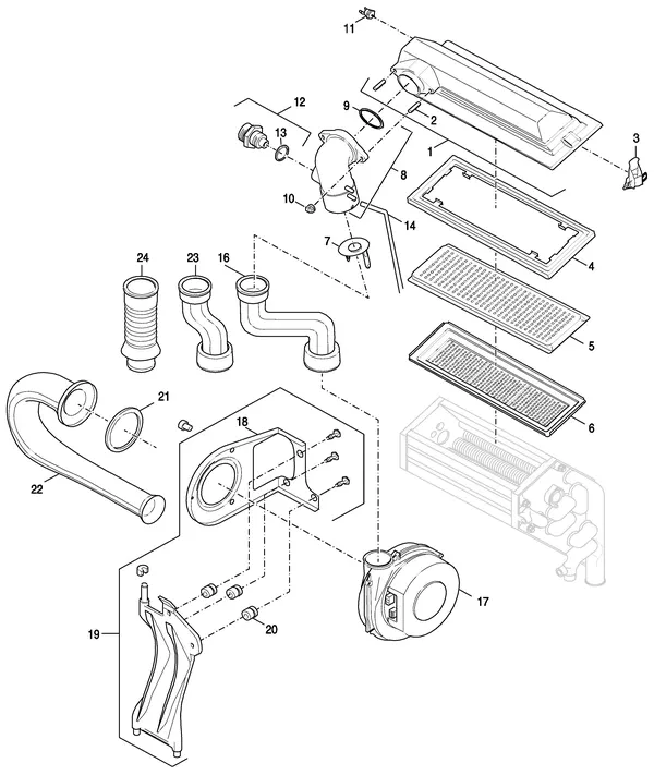 Exploded view Nefit (Bosch) EcomLine Excellent HRC 30H CW5: Brander ventilator