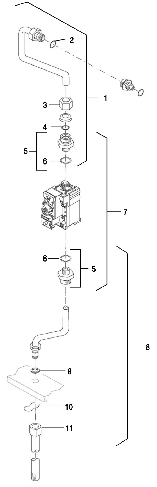 Exploded view Nefit (Bosch) EcomLine Excellent HR 22: Gasregelblok
