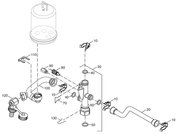 Exploded view Nefit (Bosch) Economy HR24: Aanvoercircuit