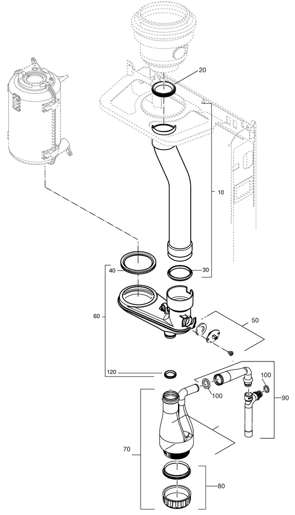 Exploded view Nefit (Bosch) Economy HRC24: Sifon rookgas