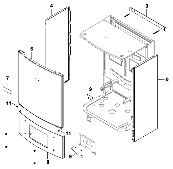 Exploded view Nefit (Bosch) Monoblock IDU 13-17: Mantel