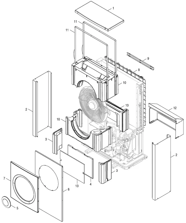 Exploded view Nefit (Bosch) Monoblock ODU 13 T: Mantel