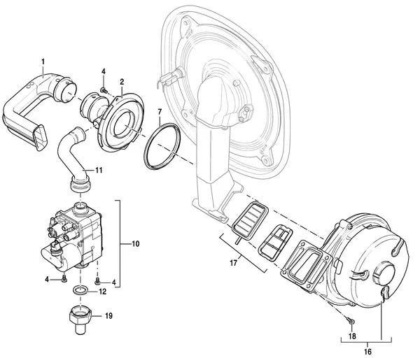 Exploded view Nefit (Bosch) ProLine NxT HRC 30 CW5: Gas ventilator