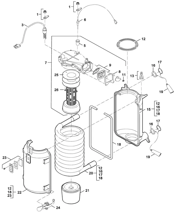 Exploded view Nefit (Bosch) SmartLine HRC 24 CW3: Wisselaar