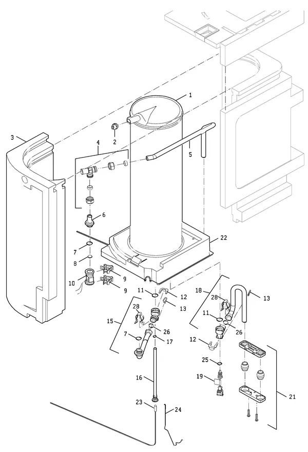 Exploded view Nefit (Bosch) TopLine Aquapower HRC 25 CW4: Boiler