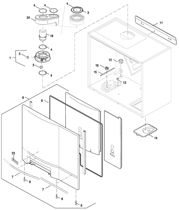 Exploded view Nefit (Bosch) TopLine Aquapower HRC 25 CW4: Mantel