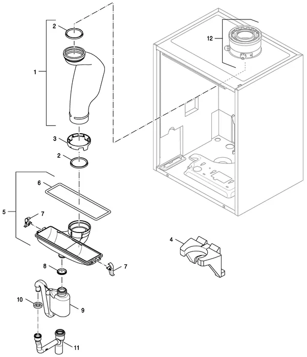 Exploded view Nefit (Bosch) TopLine Aquapower HRC 25 CW4: Rookgasafvoer