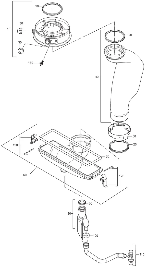 Exploded view Nefit (Bosch) TopLine HR 25: Sifon en rookgasafvoer