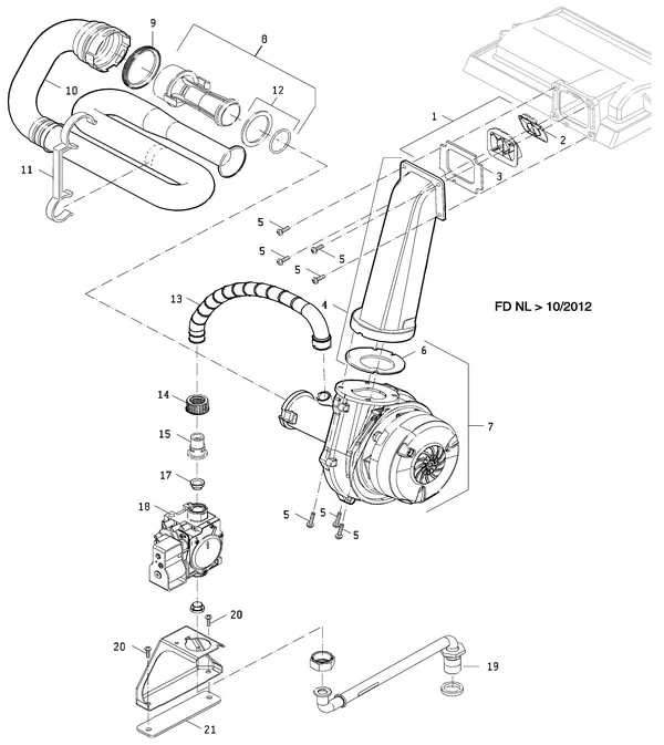 Exploded view Nefit (Bosch) TopLine HR 25 II: Gas ventilator
