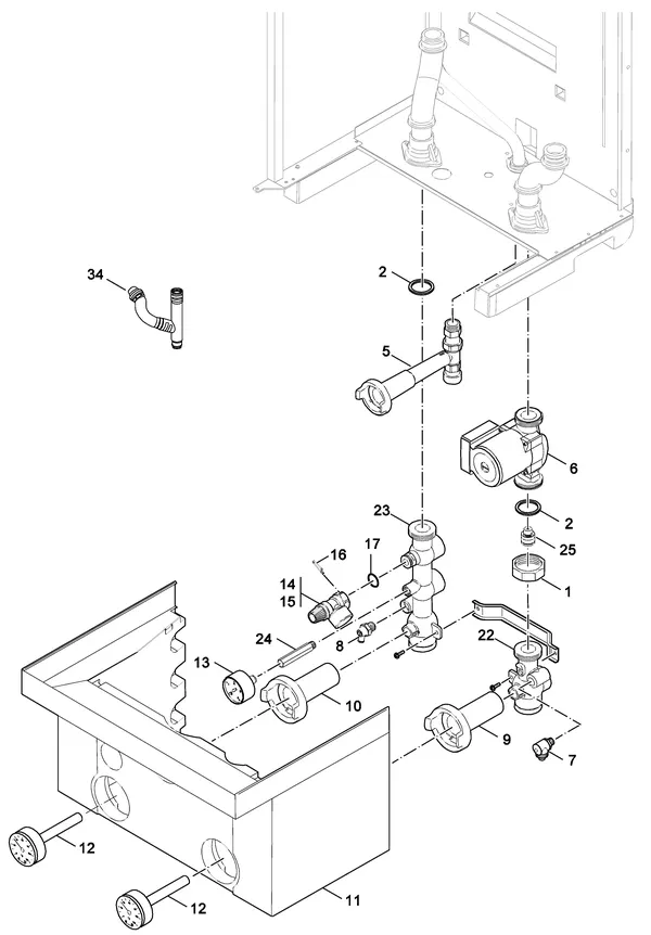 Exploded view Nefit (Bosch) TopLine HR 70: Aansluitdelen