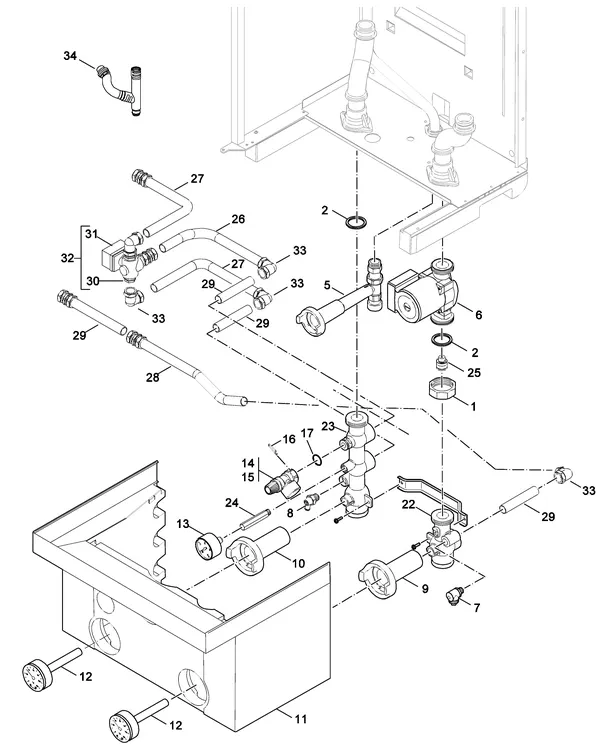 Exploded view Nefit (Bosch) TopLine HR 70: Aansluitdelen