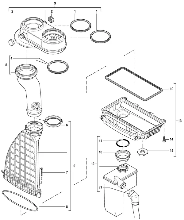 Exploded view Nefit (Bosch) TrendLine HRC25 CW4: Rookgasafvoer