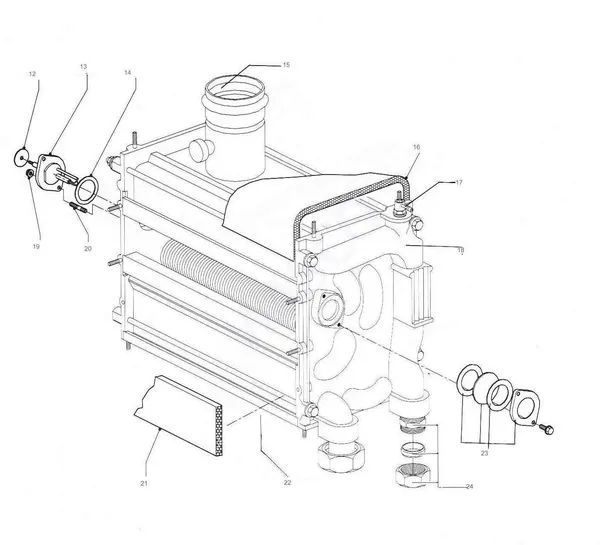 Exploded view Nefit (Bosch) Turbo 32: Wisselaar