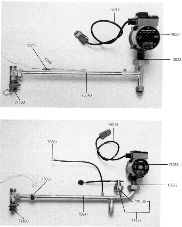 Exploded view Nefit (Bosch) Turbo 80 T32C: Pomp met leiding