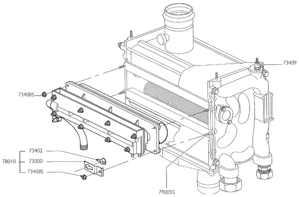 Exploded view Nefit (Bosch) Turbo 90 HR21: Brander wisselaar