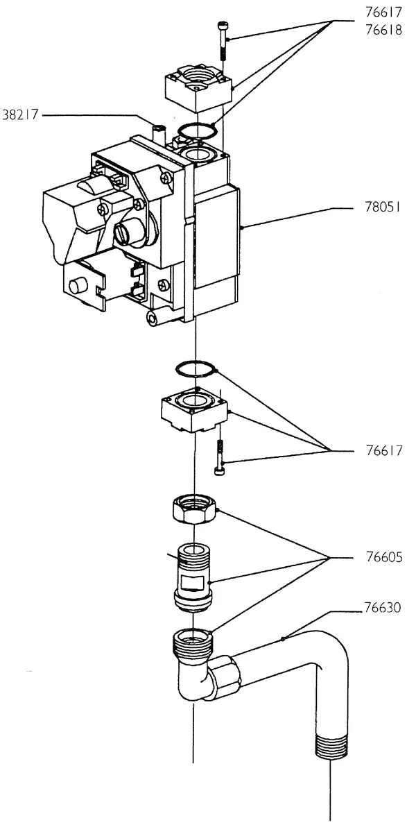 Exploded view Nefit (Bosch) Turbo 90 HR21: Gasregelblok