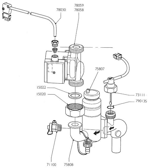 Exploded view Nefit (Bosch) Turbo 90 HR32: Retourcircuit