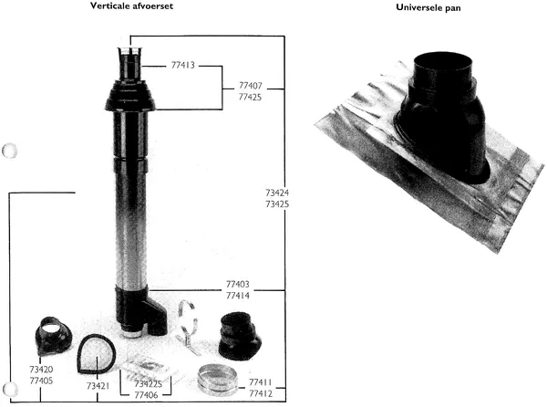 Exploded view Nefit (Bosch) Turbo 90 HR32: Verticale afvoerset