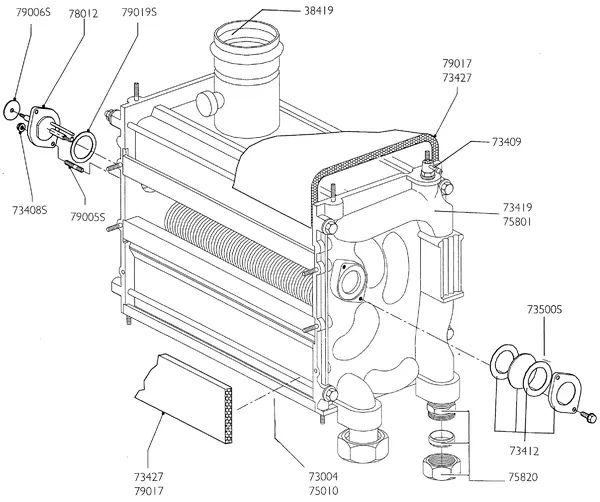 Exploded view Nefit (Bosch) Turbo 90 HR32: Warmtewisselaar