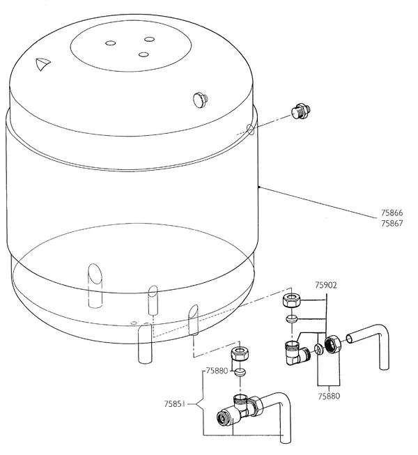 Vue éclatée Nefit (Bosch) Turbo 90 HRC21V : Ballon d'eau chaude